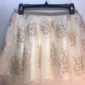 Justice Tulle Cream/Gold Skirt Skort Sz 16